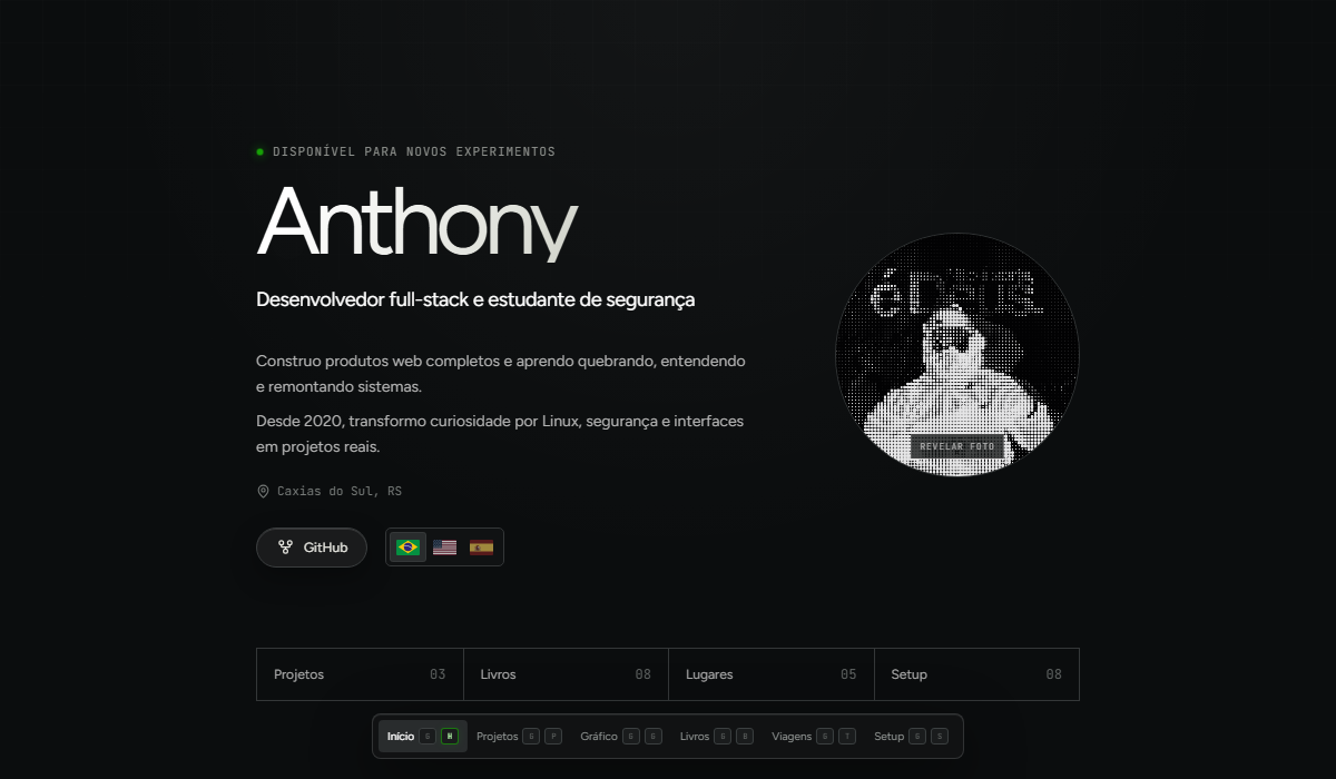 Identidade visual do portfólio de Anthony
